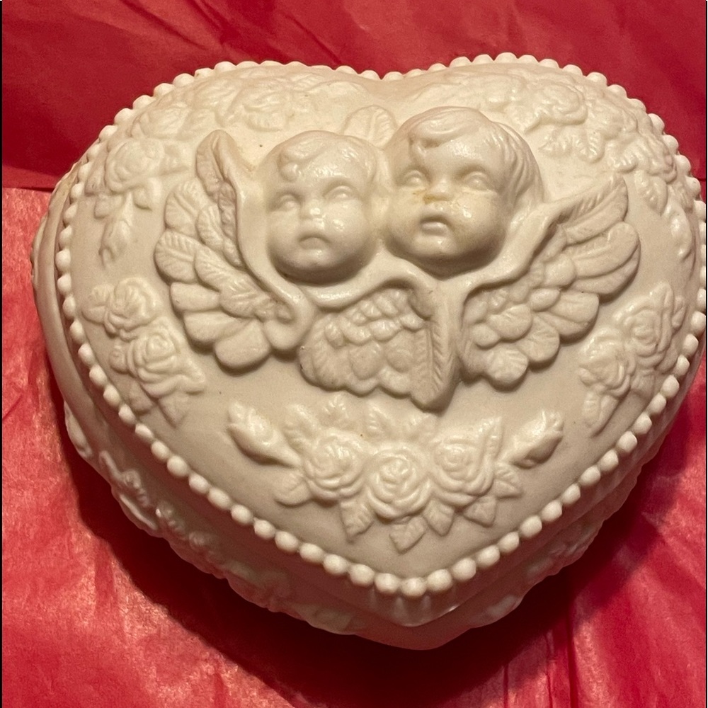 Cherub Bisque Trinket Box..In Excellent Condition.